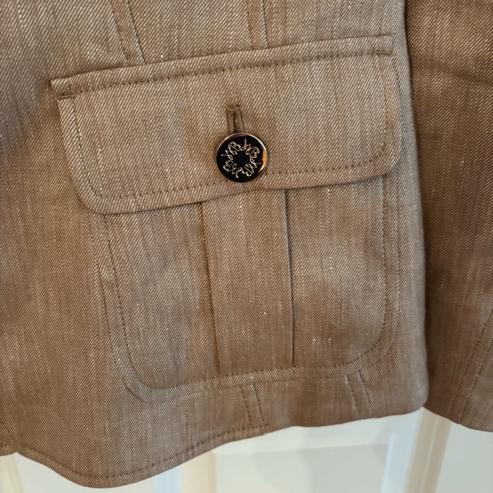 NEW WHBM Linen Signature Blazer Tan Twill 2-Button Blazer - Size 6 - Picture 4 of 4